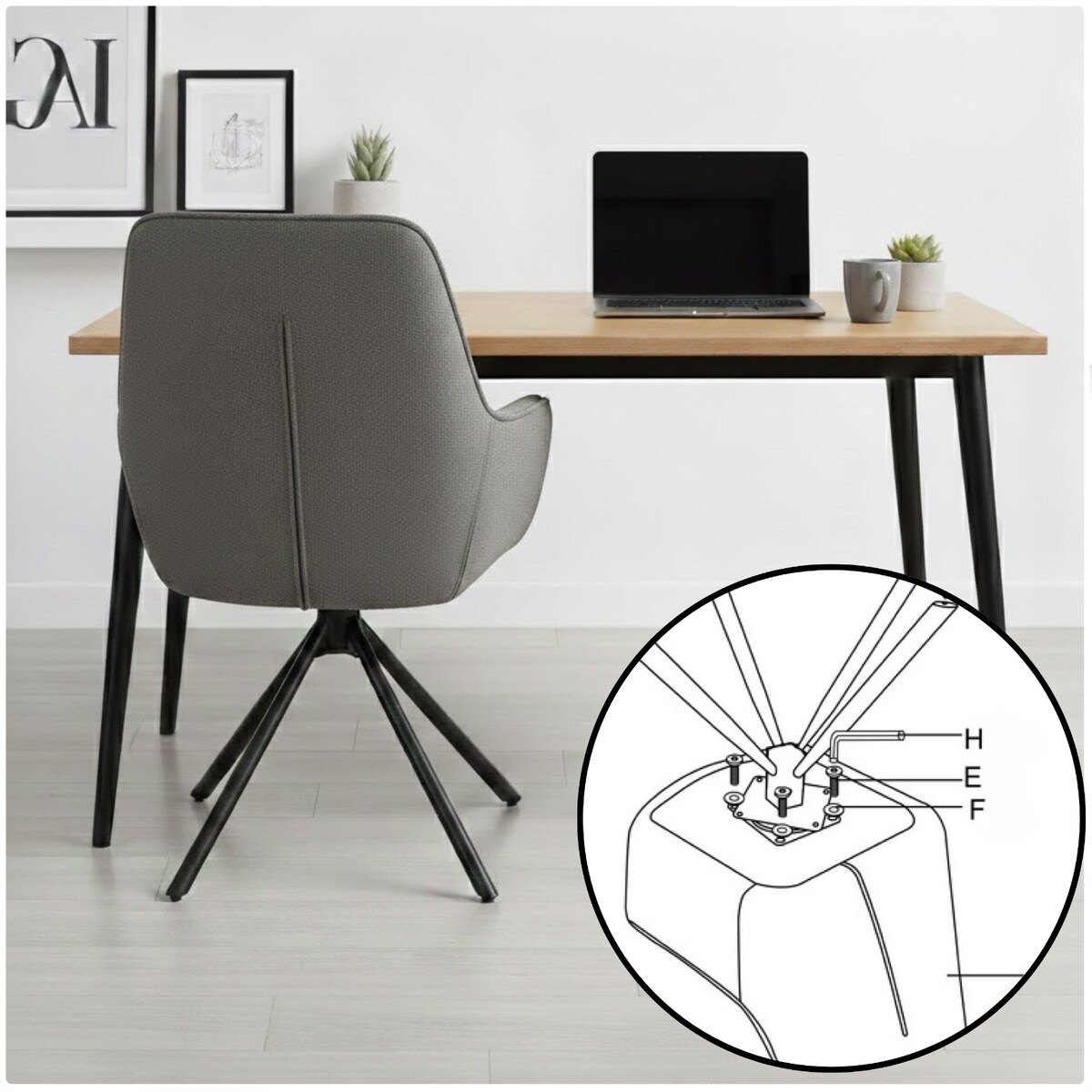 Krzesło tapicerowane nowoczesne wygodne szarepikowane do jadalni salonu