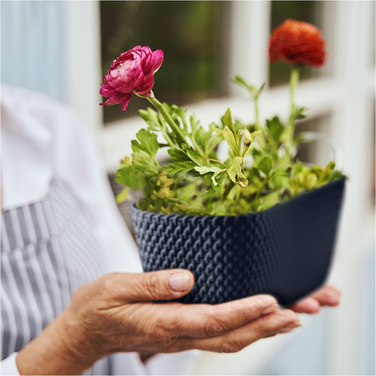 Doniczka Ogrodowa Skrzynka 29,7 Cm Donica Dekoracyjna Do Domu Antracytowa