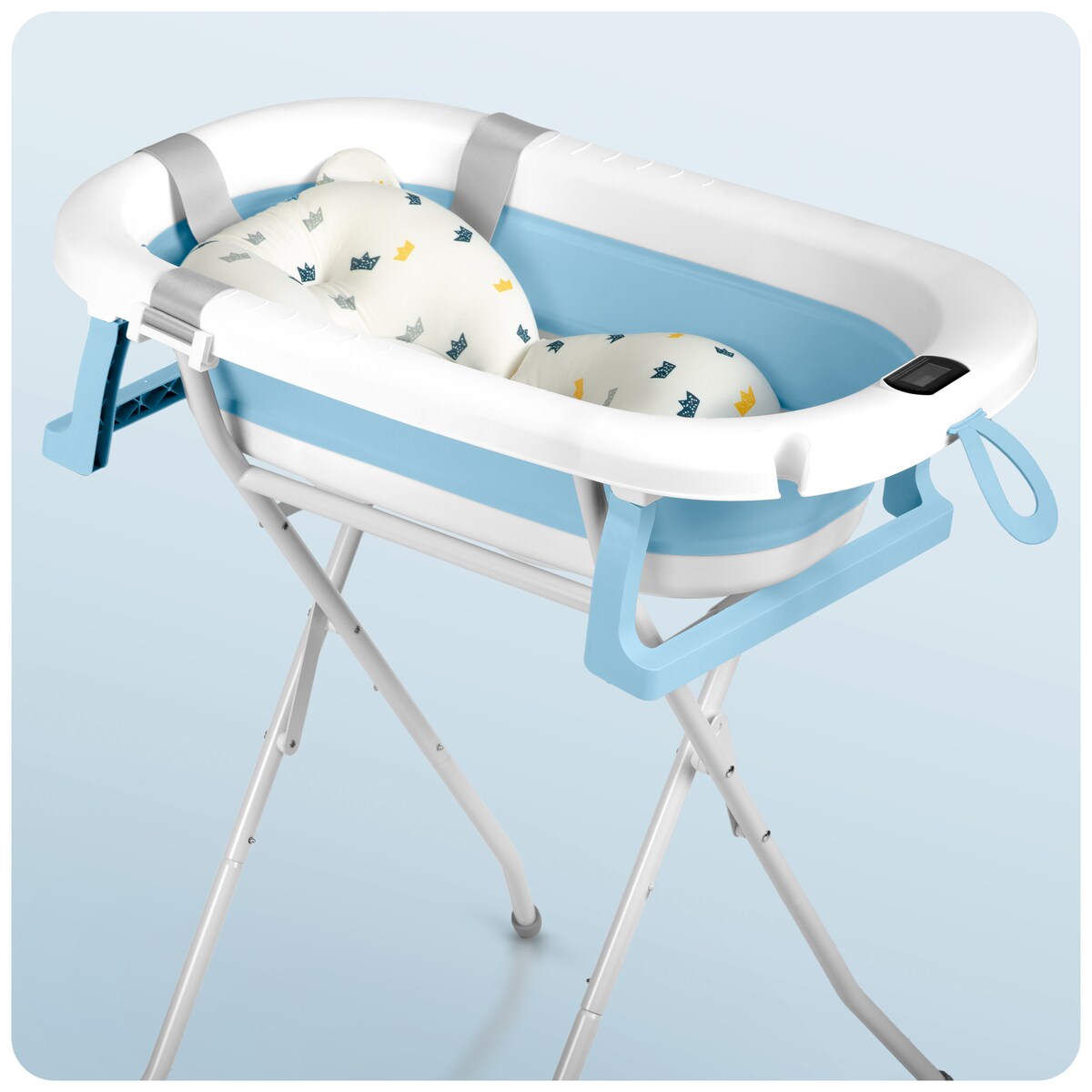 Wanienka składana dla dziecka niemowląt Ricokids termometr LCD poduszka + stojak