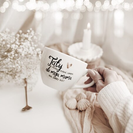 Kubek 500 ml - Taty nie można wybrać samemu, ale moja mama ma dobry gust ZŁOTE SERCE