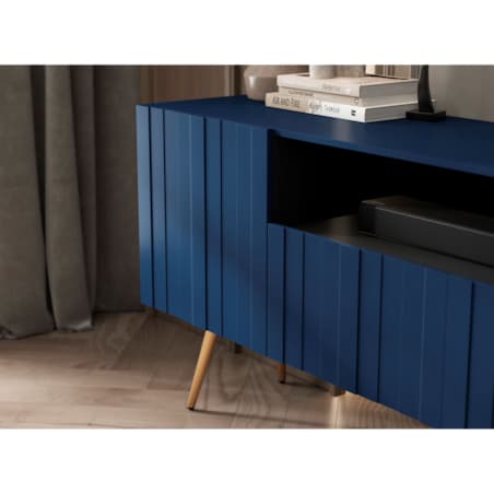 Nowoczesna Wisząca Szafka RTV Glamour Komoda RTV Granatowy Mat 300 cm