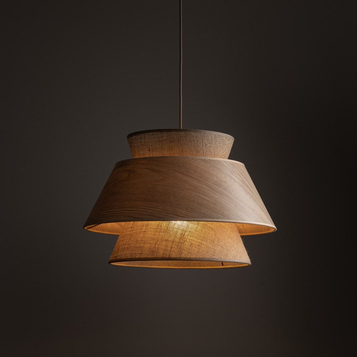 Lampa Wisząca Tk Lighting Kalum Len Fornir 1Xe27 Skandynawski, Boho, Japandi