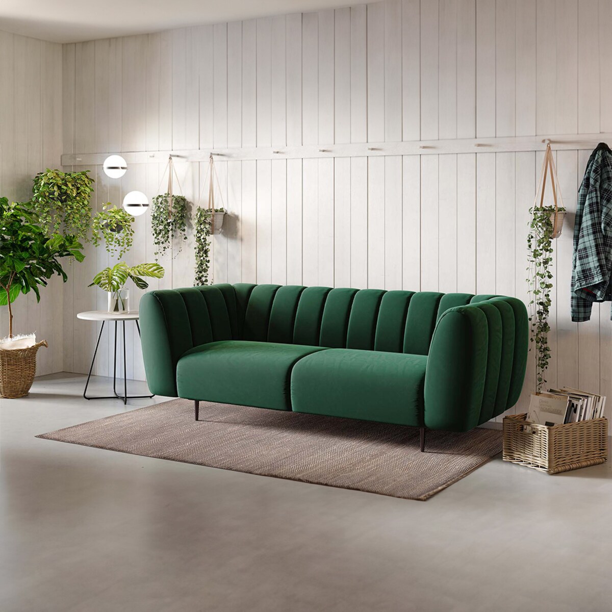 Shel 3-osobowa sofa - ciemnozielona