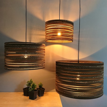 Cylindryczna lampa wisząca z tektury - TAMBURO 55