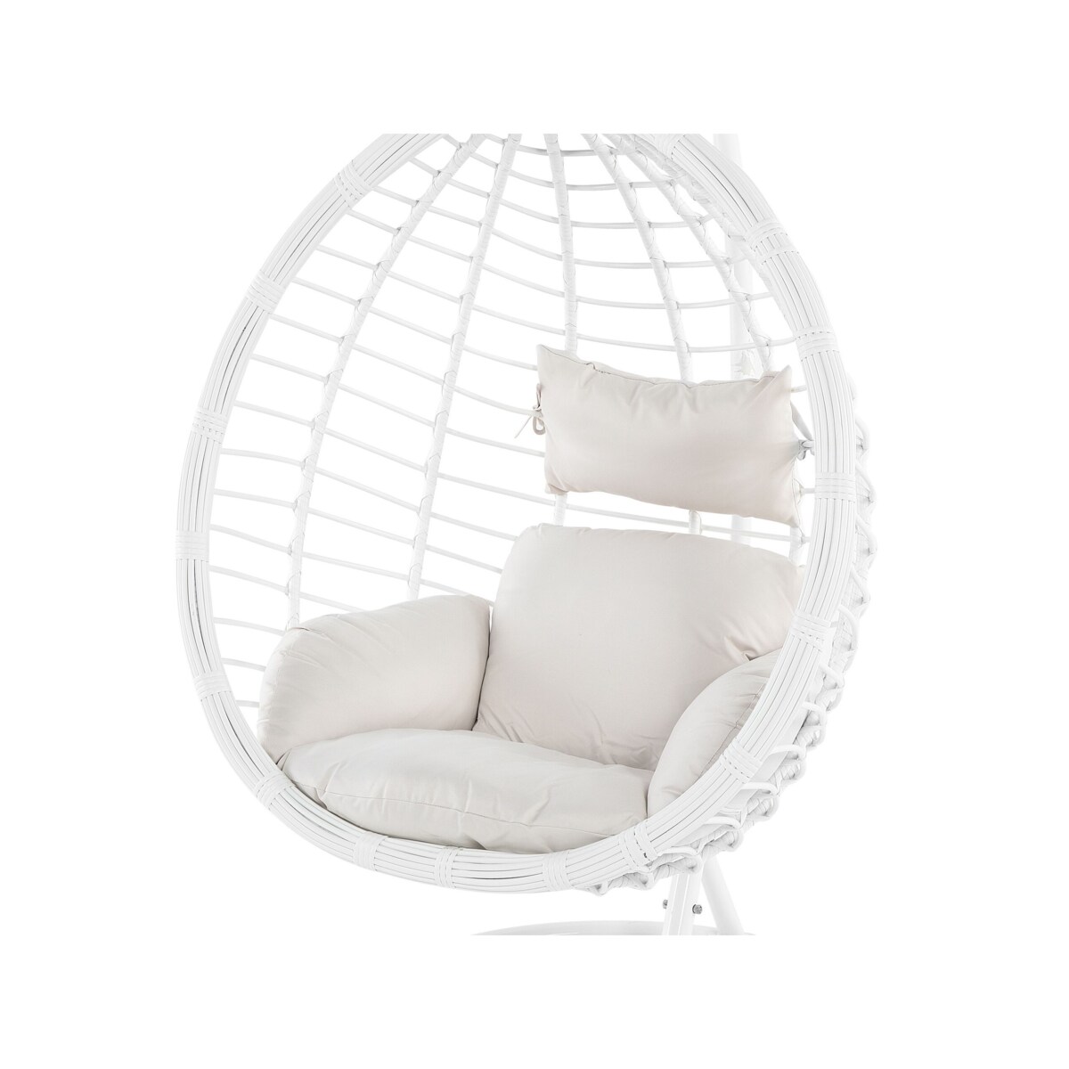 Fotel wiszący ze stojakiem z technorattanu biały FANO