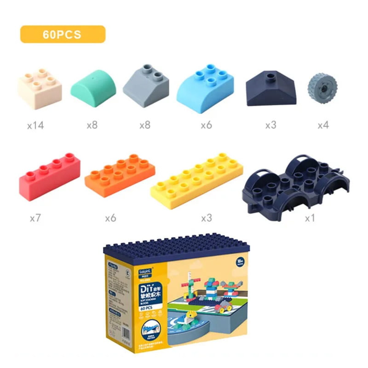 SOFT blocks - miękkie klocki konstrukcyjne 60 elementów