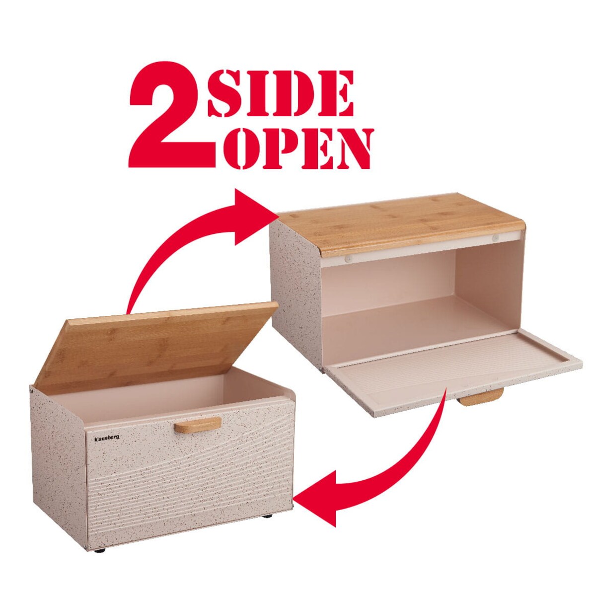 Chlebak stalowo-drewniany dwustronny kremowy KLAUSBERG