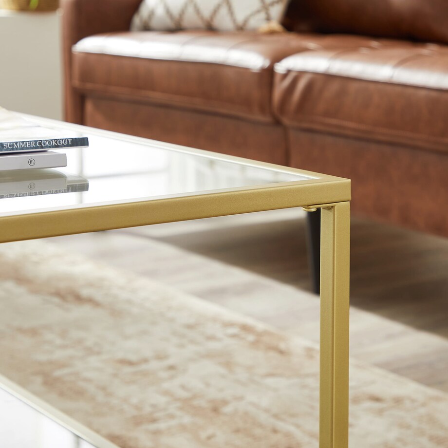 Stolik 55X100X45 Cm Złoty, Przezroczysty