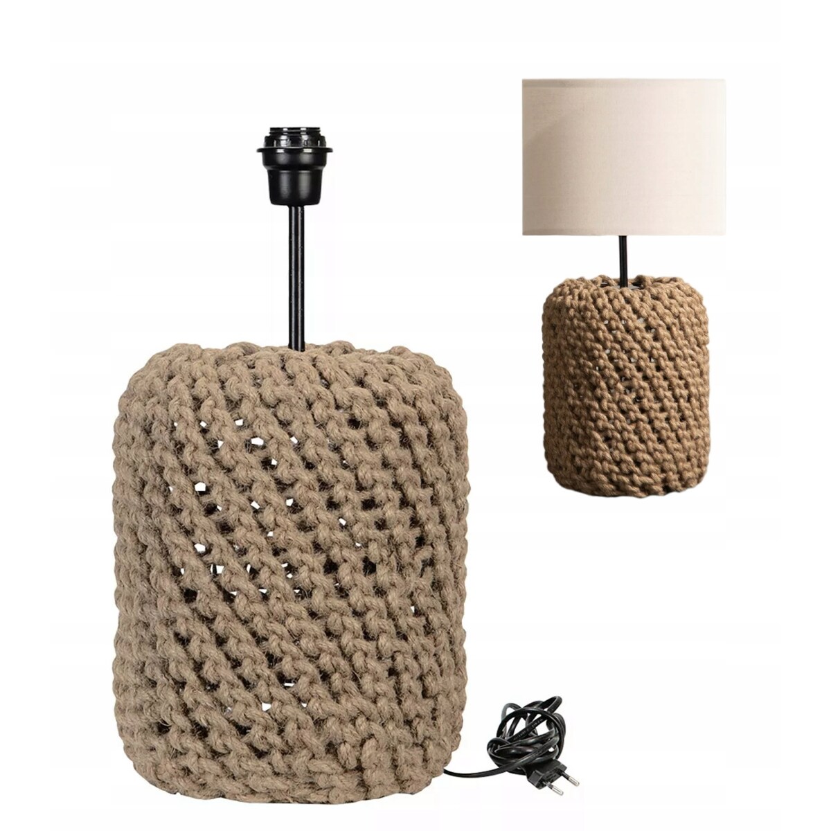 LAMPA BOHO 50cm stojąca stołowa nocna biurkowa stojąca beżowa jutowa