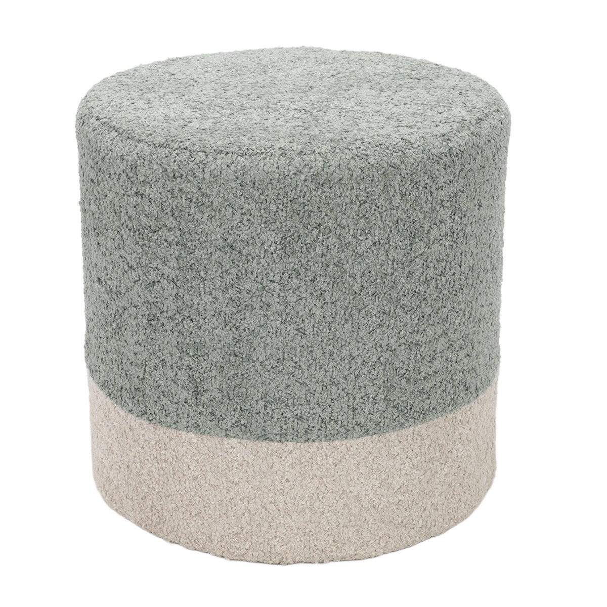Pufa okrągła tapicerowana w dwóch kolorach boucle, Ø 35 x 34 cm
