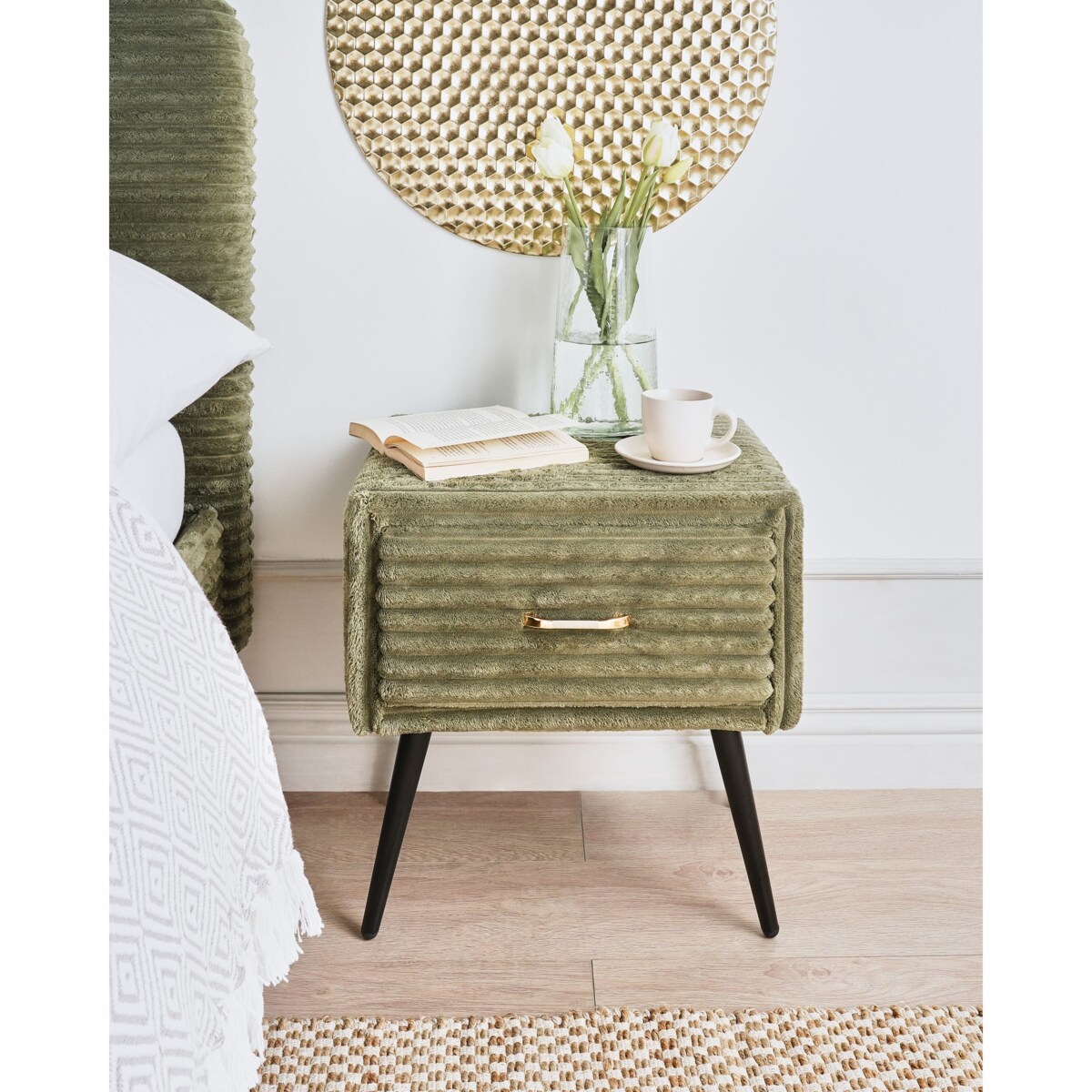 Szafka nocna FLAYAT Sztruks Zielony