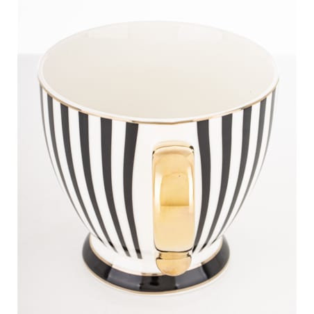 Kubek-filiżanka porcelanowy w paski w pudełku 450 ml TASSA - czarny