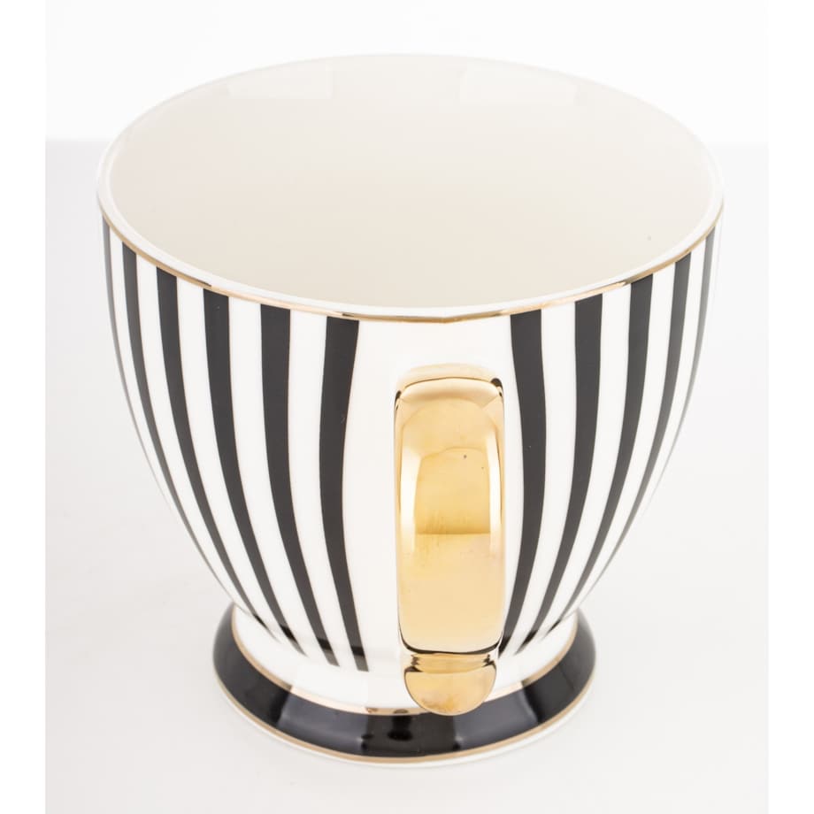 Kubek-filiżanka porcelanowy w paski w pudełku 450 ml TASSA - czarny