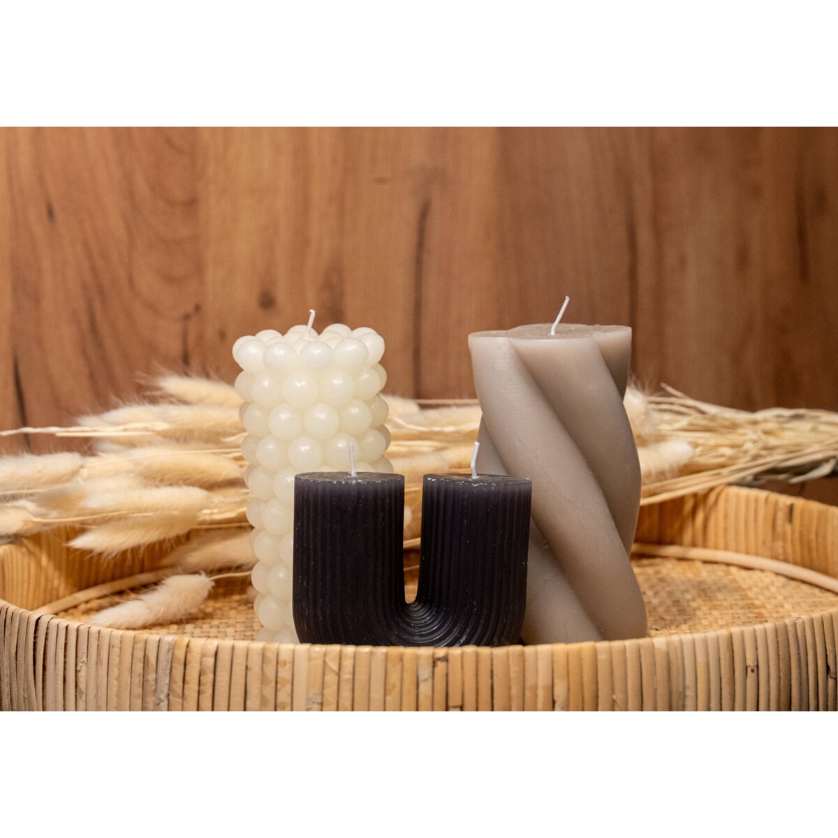 Świeca podwójna, antracytowa, 9 cm