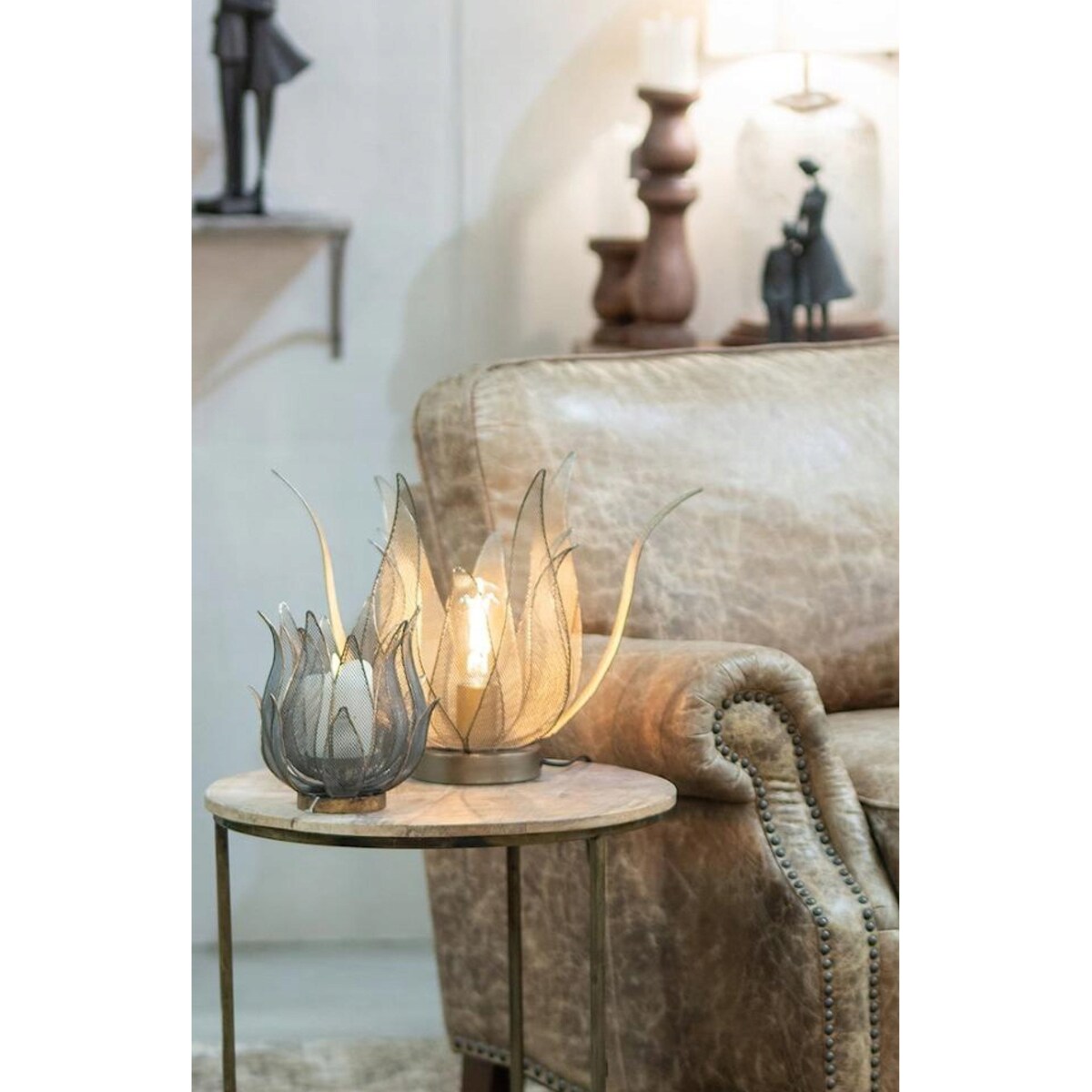 LAMPA STOŁOWA NOCNA ZŁOTA KWIAT LOFT METALOWA E27 do salonu sypialni 35cm
