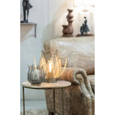 LAMPA STOŁOWA NOCNA ZŁOTA KWIAT LOFT METALOWA E27 do salonu sypialni 35cm