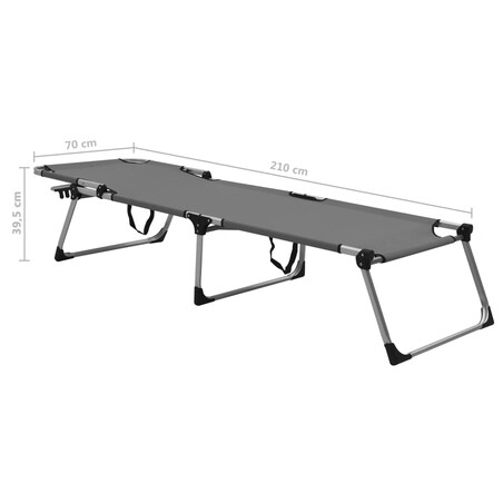 vidaXL Wysoki leżak dla seniora, składany, szary, aluminiowy