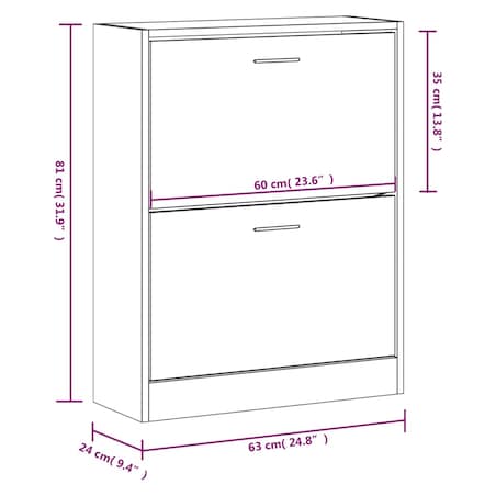 vidaXL Szafka na buty, wysoki połysk, biała, 63x24x81 cm