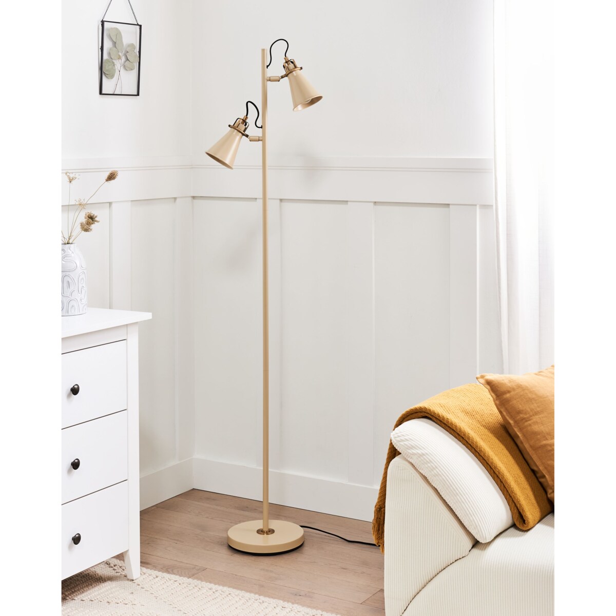 Lampa podłogowa regulowana metalowa beżowa MOYOLA