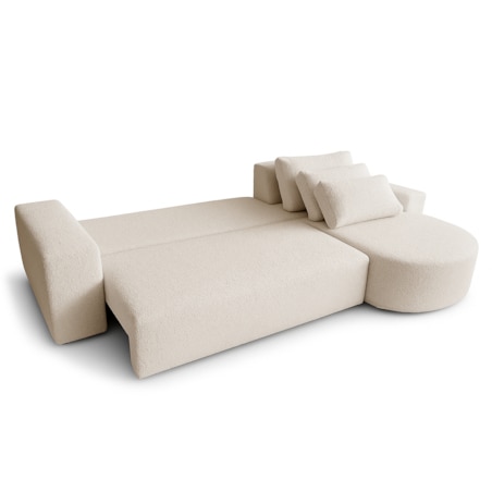 Narożnik Vello z funkcją spania do salonu, prawostronny-boucle-Catch Me beż