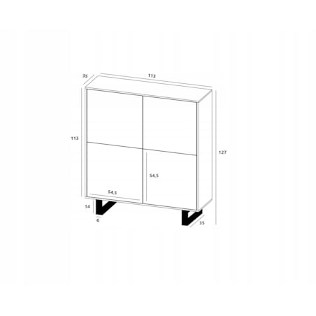 Industrialna Komoda Loft Szafka RTV Dąb Wotan Biały MAT 113 cm