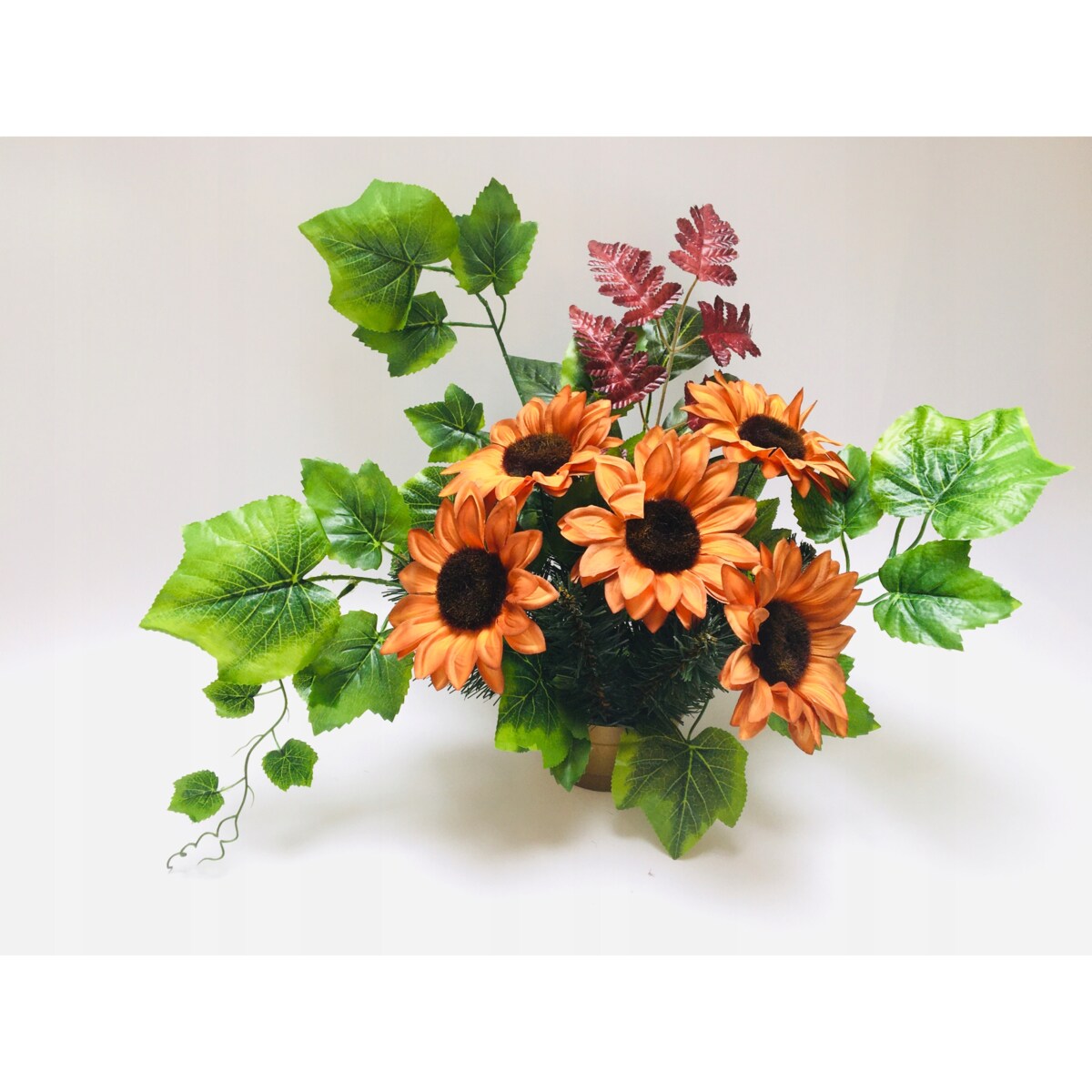 GOTOWY STROIK DONICZKA CIĘŻKA wiązanka sztuczny kwiat SŁONECZNIK bukiet