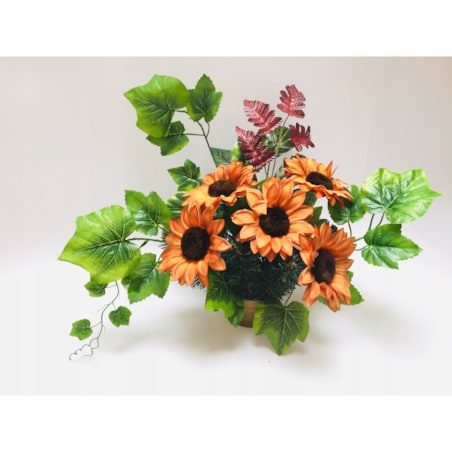 GOTOWY STROIK DONICZKA CIĘŻKA wiązanka sztuczny kwiat SŁONECZNIK bukiet