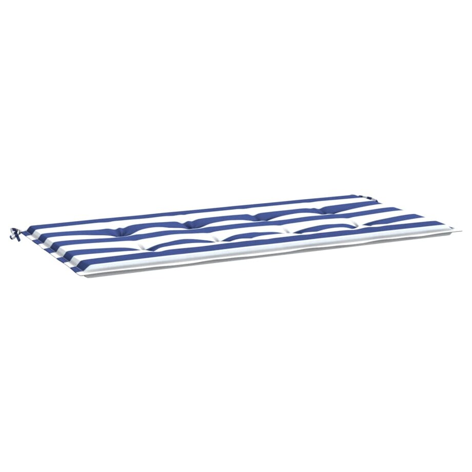 vidaXL Poduszka na ławkę ogrodową, biało-niebieskie paski, 100x50x3 cm