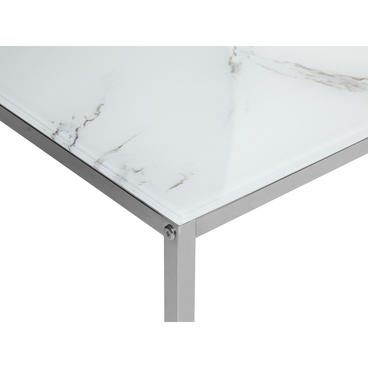 Zestaw 2 stolików kawowych BREA Szkło hartowane Biały marmur