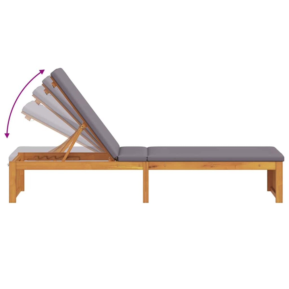 vidaXL Leżak z poduszką Brązowy 200 x 55 x 94cm Lite drewno akacjowe