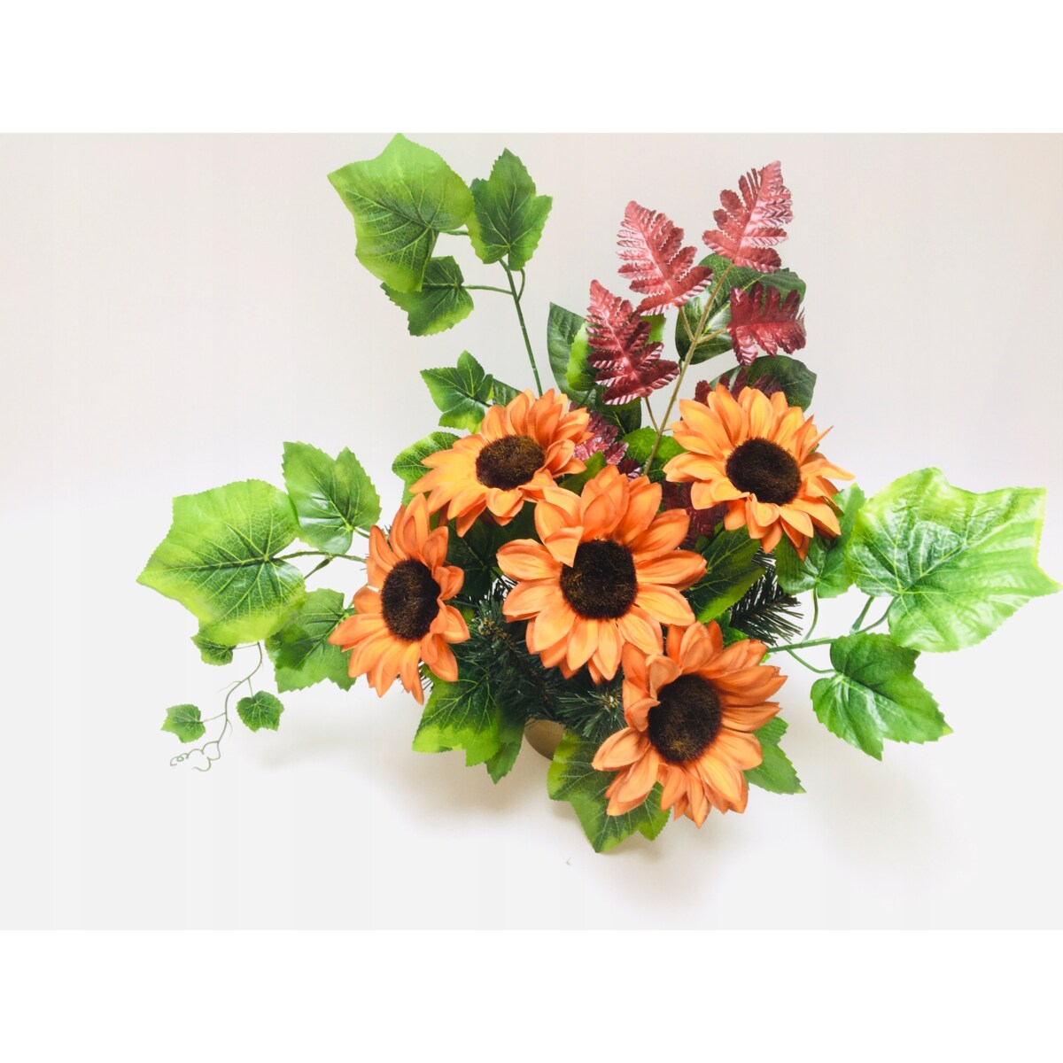GOTOWY STROIK DONICZKA CIĘŻKA wiązanka sztuczny kwiat SŁONECZNIK bukiet