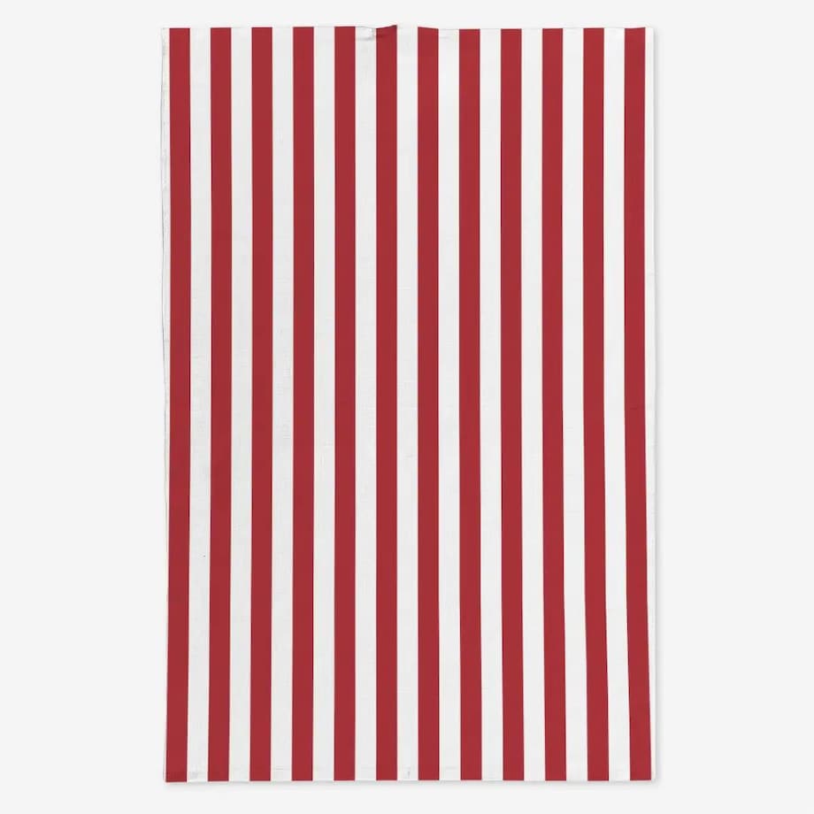 Lniany ręcznik kuchenny - czerwone paski - 2 cm