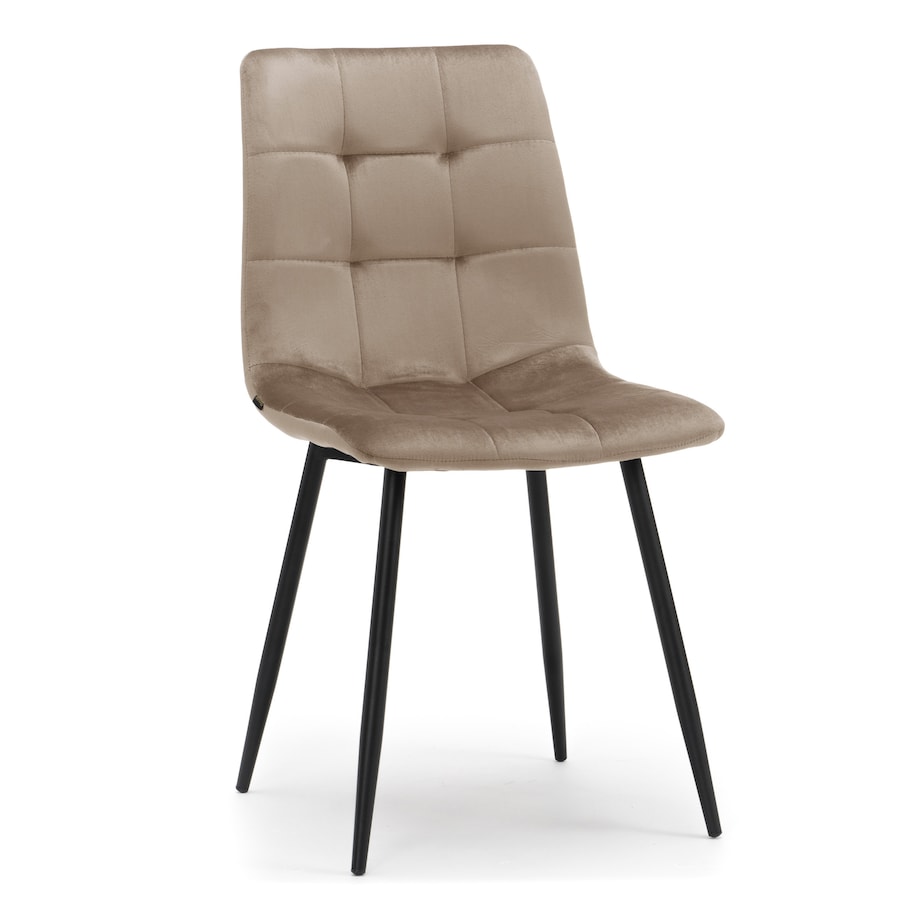 Krzesło tapicerowane pikowane welurowe do salonu jadalni PARMA ciemnobeżowa
