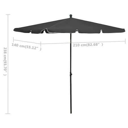vidaXL Parasol ogrodowy na słupku, 210x140 cm, antracytowy
