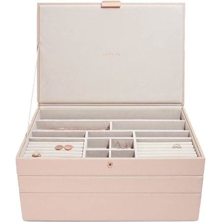 Szkatułka na biżuterię Stackers potrójna supersize jasnoróżowo-szara