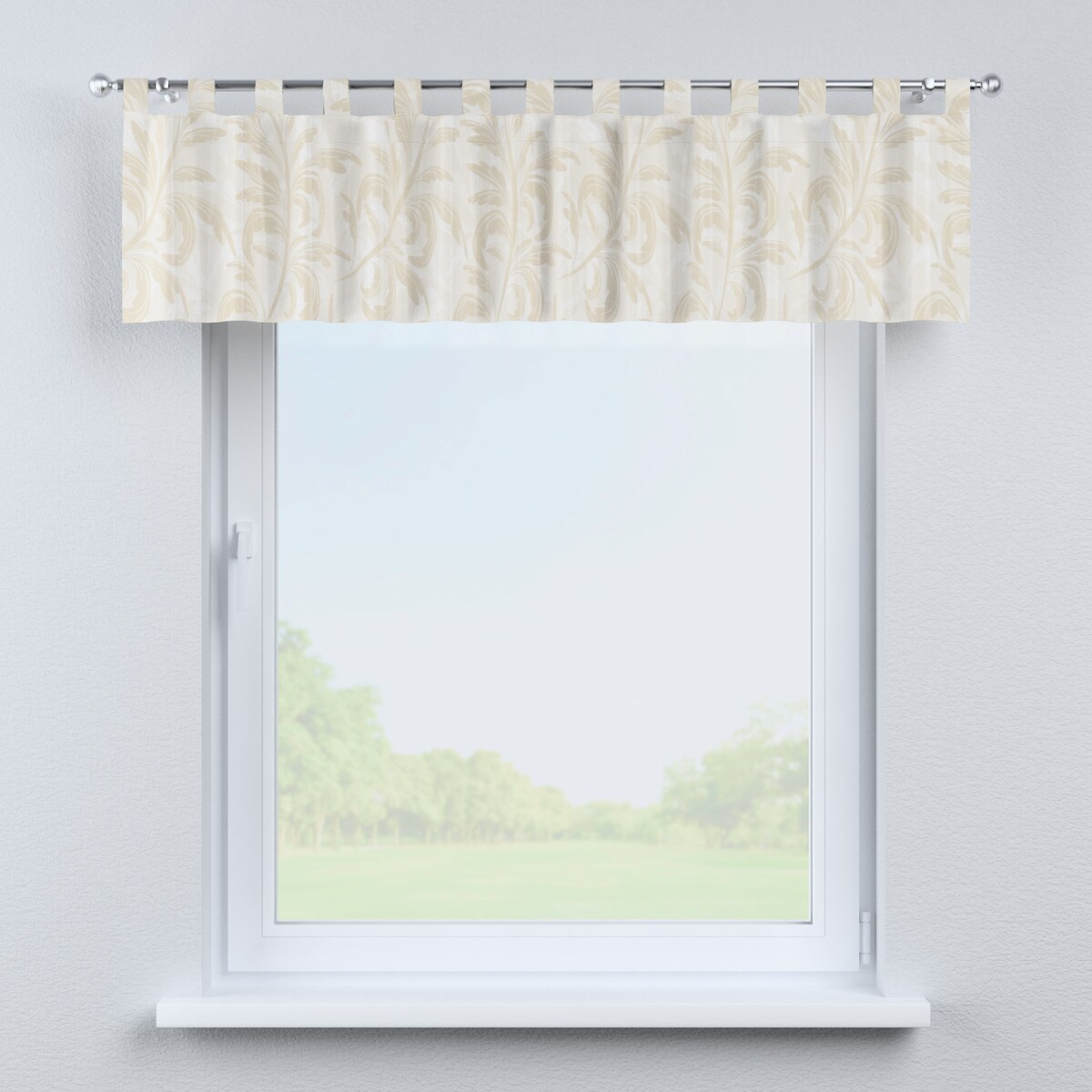 Lambrekin na szelkach 130x40 ecru liście akantu