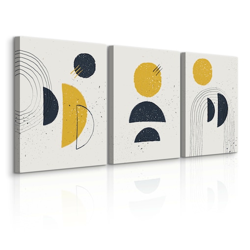 OBRAZY NA PŁÓTNIE SET ABSTRAKCJA FIGURY GEOMETRYCZNE STYL BOHO 90x40cm