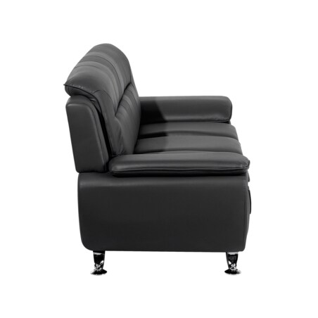 Komplet wypoczynkowy ekoskóra 6-osobowy czarny LEIRA