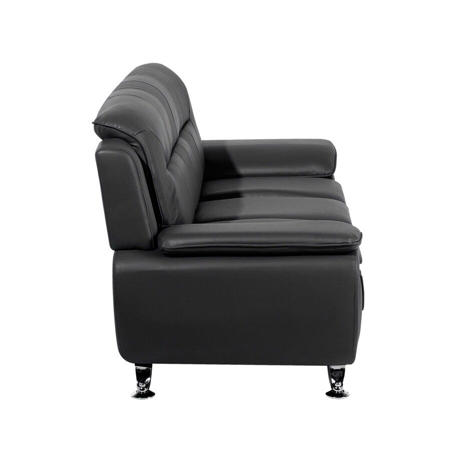 Komplet wypoczynkowy ekoskóra 6-osobowy czarny LEIRA