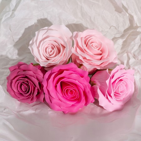 BOX pudełko z KWIATAMI MYDLANYMI 25szt RÓŻA 5 warstwowa odcienie różowego