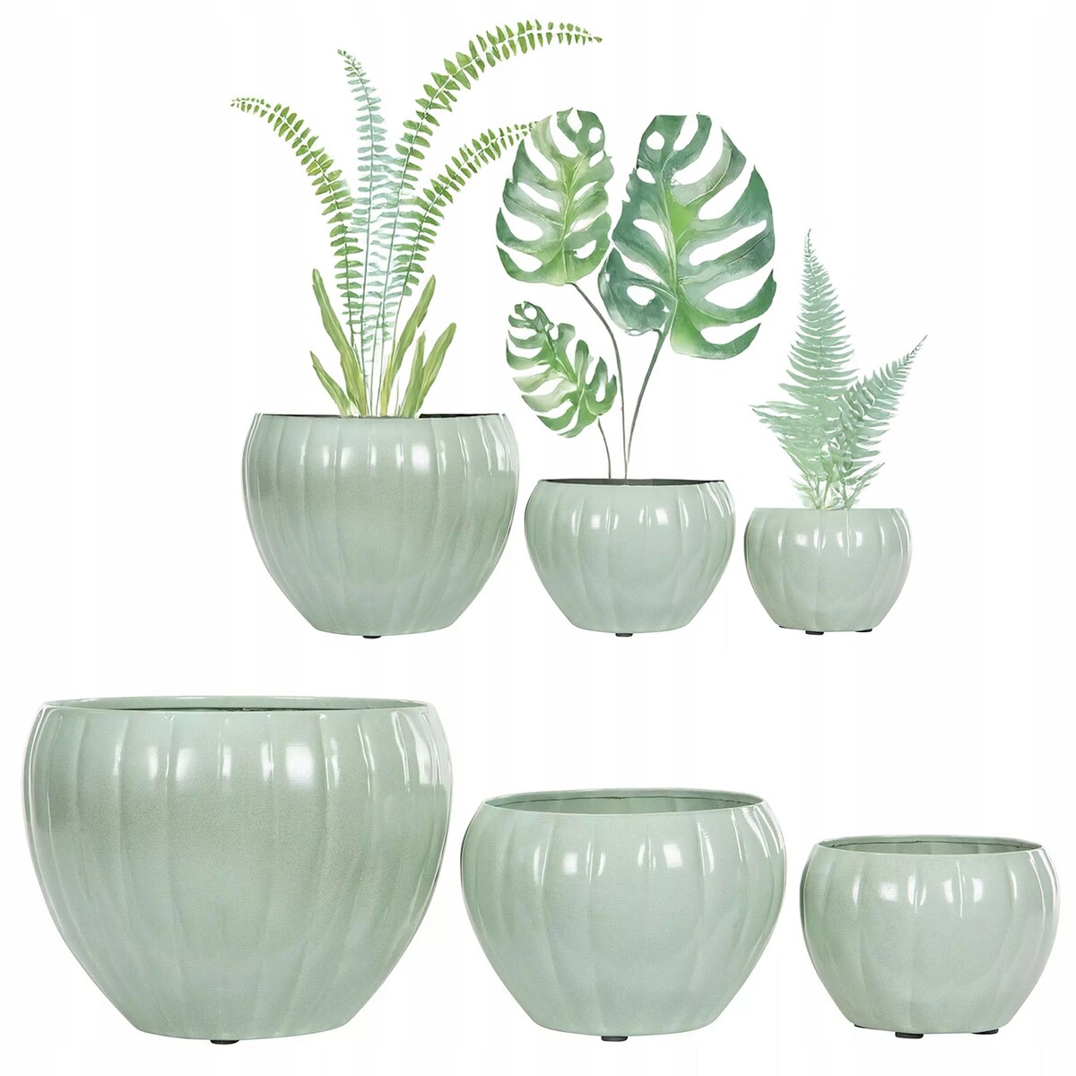 DONICZKA TURKUSOWA METALOWA 3 szt do salonu palmy loft osłonka na bonsai