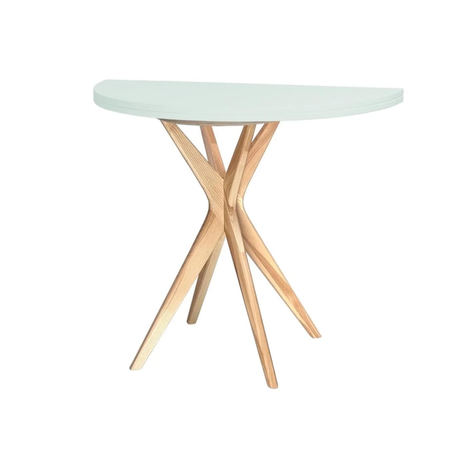 Stół półokrągły CUTTI 90x90 rozkładany miętowy/jesion