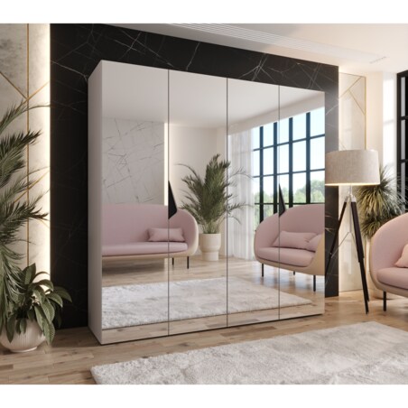 Szafa uchylna z lustrem Sandi 3 200 wys 202 cm Kaszmir + u Czarny