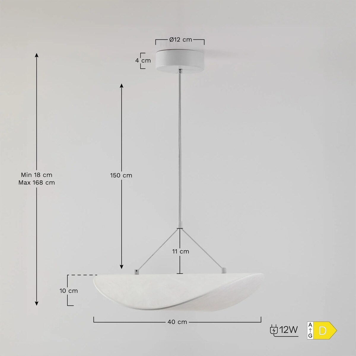 Lampa wisząca LED w tkaninie Zelvon 40 cm