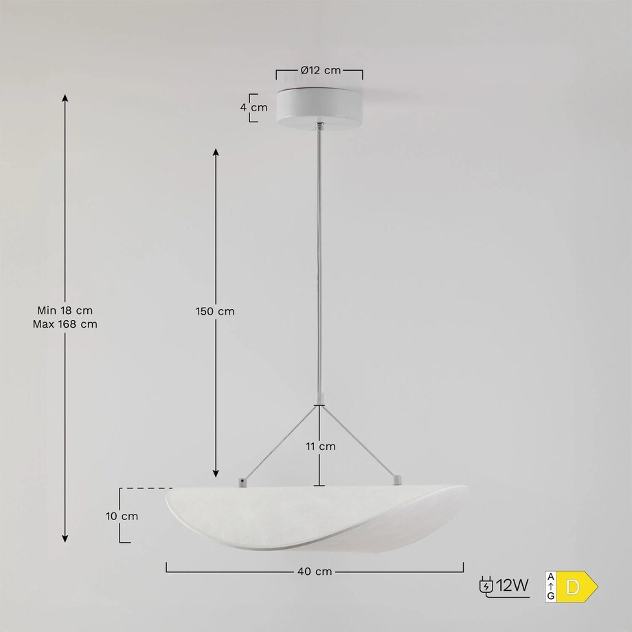 Lampa wisząca LED w tkaninie Zelvon 40 cm