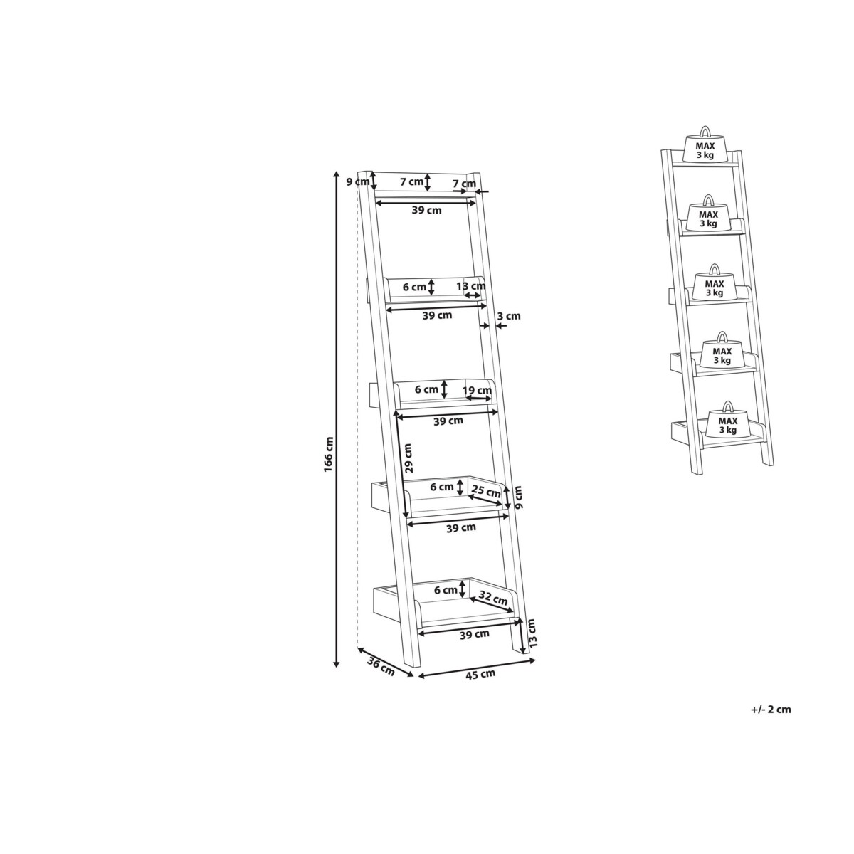 Regał drabina 5 półek szary MOBILE DUO