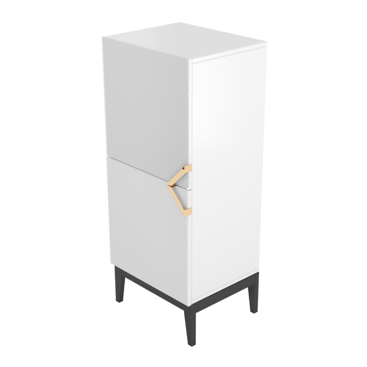 Drewniana komoda Visby DEMI HIGH 2D / kolor biały + czarne nogi / szer. 50,5 cm