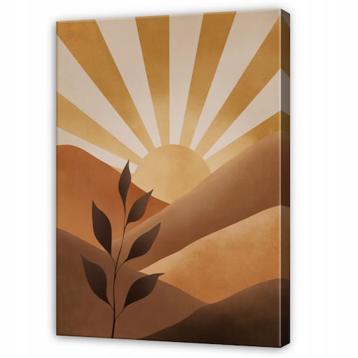 Obraz Do Sypialni Salonu Na Płótnie Liście Boho Brązowy 80x120