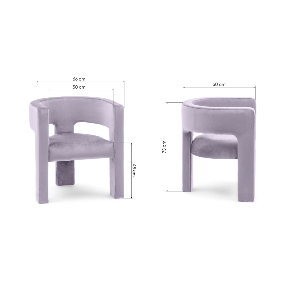 Fotel wypoczynkowy aksamitny liliowy Tiana