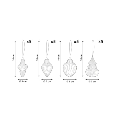 Zestaw 20 ozdób choinkowych ALTAELVA Papier Beżowy